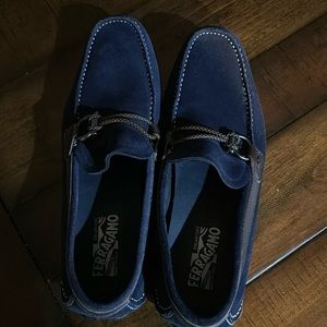 Ferragamo men’s blue suede drivers. Size 9D Worn  only once.